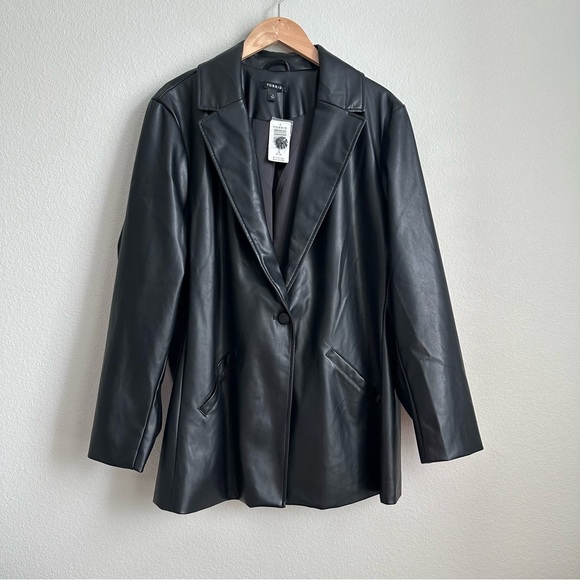 Torrid Long Line Faux Leather Blazer - Picture 1 of 8